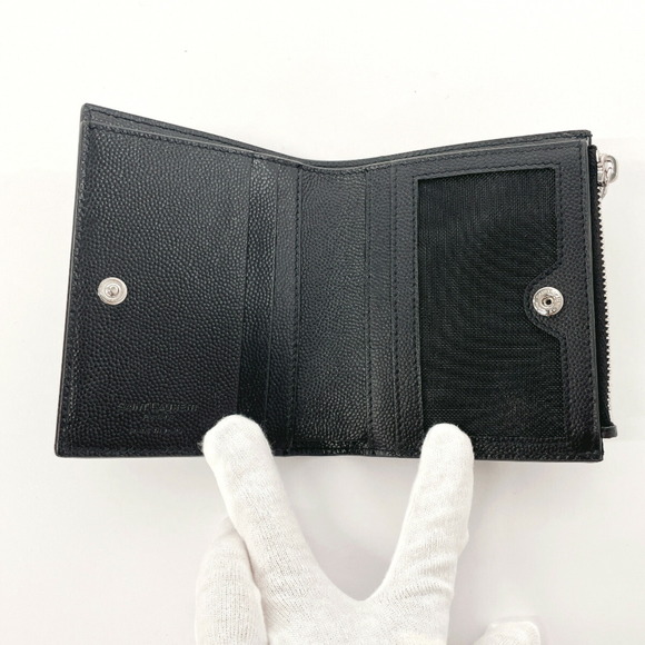 SAINT LAURENT PARIS Wallet Bifold Leather Black - Picture 8 of 10